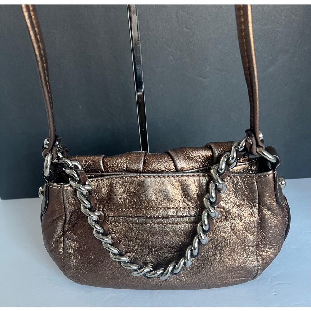 B‎ Makowsky Crossbody Bag Women Small Copper Excellent Metallic Leather Chain - Picture 5 of 13